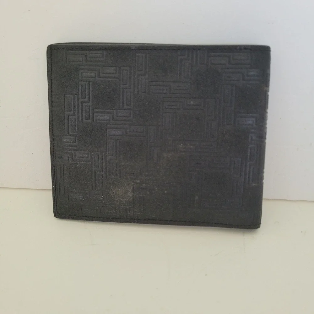 Dunhill London Mens Black Leather Geometric Maze Bifold Wallet Made in France